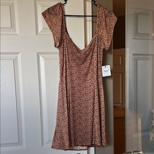 Rust Floral Scoop Neck Women’s Dress